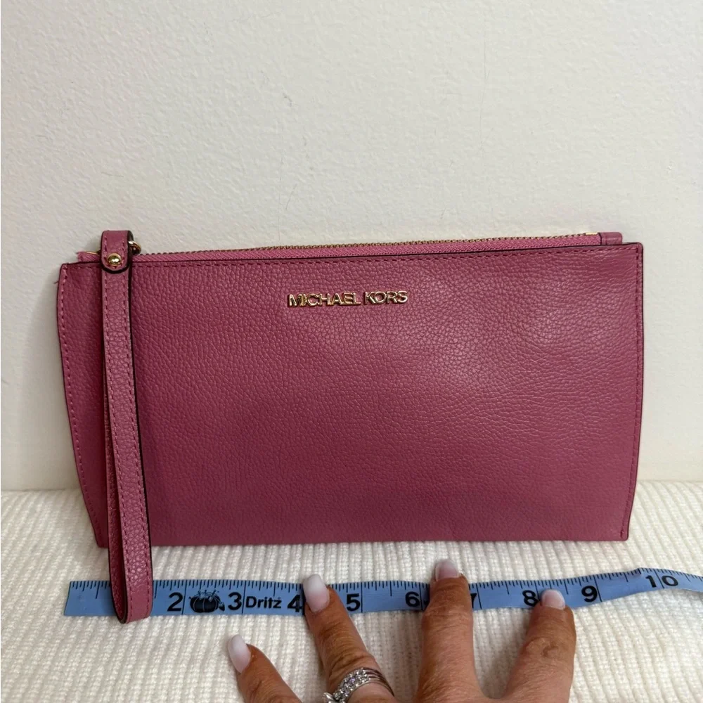 Michael Kors Berry Pink Large Wristlet/Clutch pebbled leather